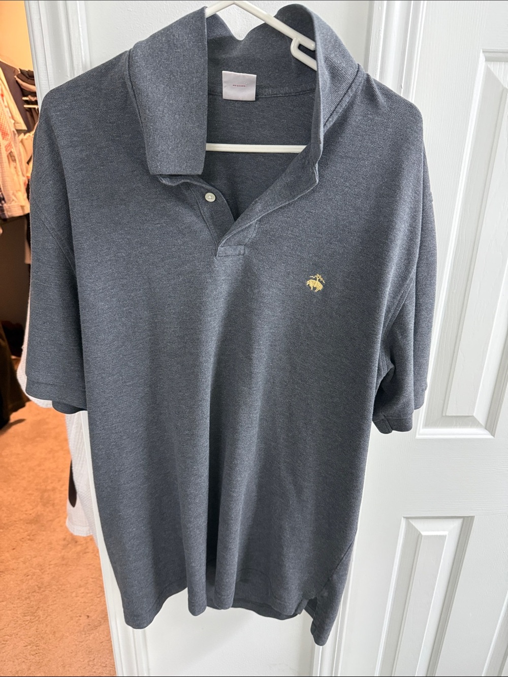 Brooks Brothers Charcoal Polo with Yellow Emblem